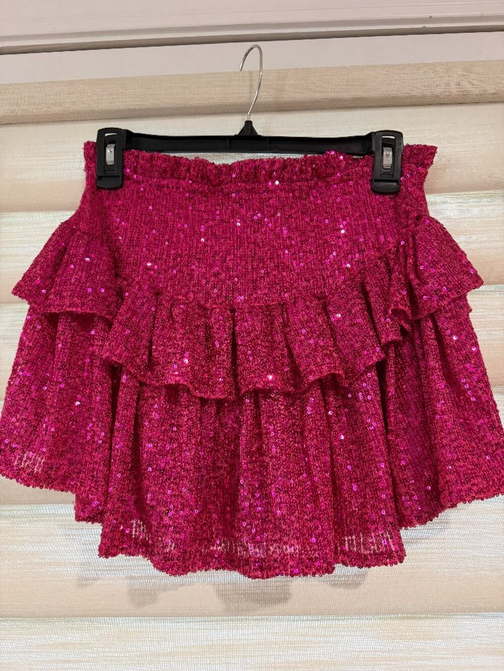 hot pink sequin tiered skort (size M)